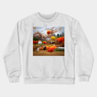 Autumn Village Landscape Crewneck Sweatshirt